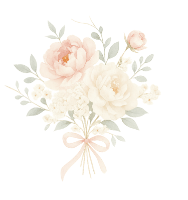 a bouquet of flowers with a bow tied to a ribbon