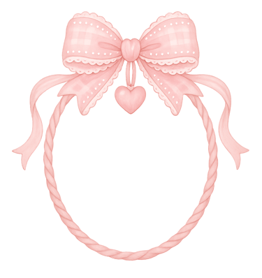 a pink bow with a heart shaped bow