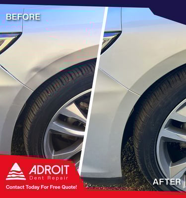 quick repair using PDR technique on Chevy Malibu fender