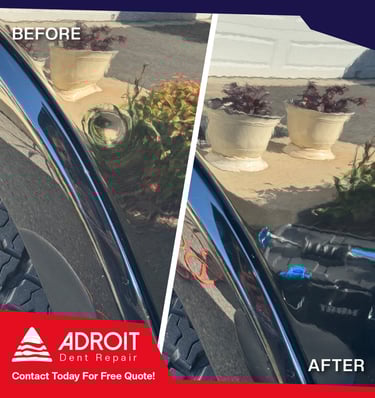 Adroit Dent Repair_RAM door ding on bed has been fixed using hot glue