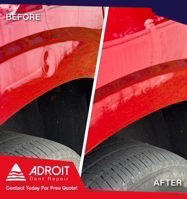 Tahoe deep door ding on quarter panel 