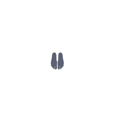 A gray icon of two human footprints, representing stable pathways, on a clean white background.