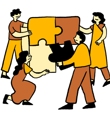 illustration of people working together