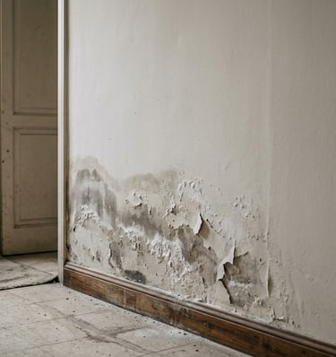 Pared interior con mal olor asociado a humedad por capilaridad