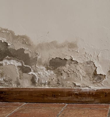 Manchas de humedad en la zona inferior del muro