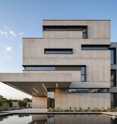 Edificio de hormigón visto protegido con nanotecnología Tecnan.