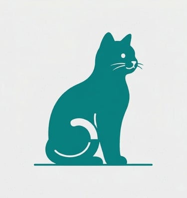 Gato sentado de estilo minimalista color solido turquesa