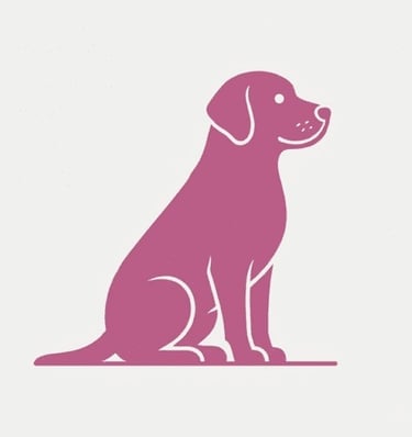 Perro sentado de estilo minimalista color sólido color rosa