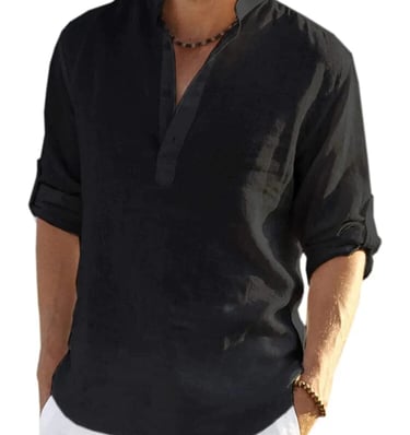 black shirt and white pants