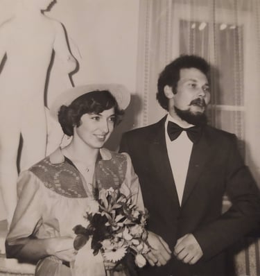 A man and woman on their wedding day