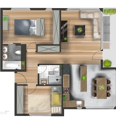 Proposition de réaménagement d'un appartement familial