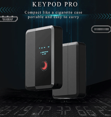 a key box image with the words keypod pro compact like a cigarette case easy to carry