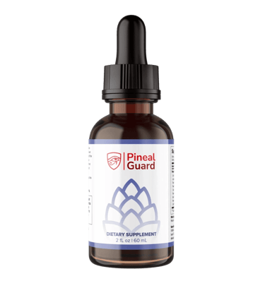 Pineal Guard dietary supplement liquid dropper bottle for pineal gland support and health.
