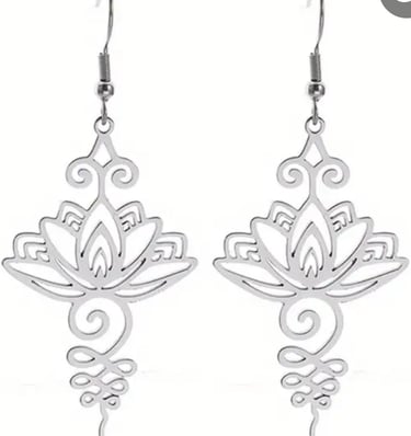 Boucles d'oreilles fleurs de lotus en acier inoxydable