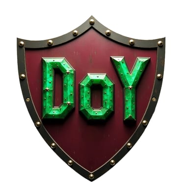 Disciples of Yahawashi shield with DoY letters on it. 