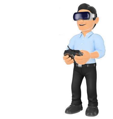 a man in a blue shirt and black pants