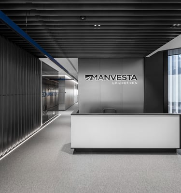 Modern office interior for the logistics company Manvesta in Vilnius