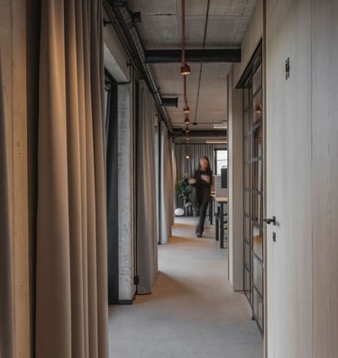 Modern office interior for the real estate development company SBA Urban in the Nemunaičiai district