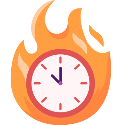 a clock on fire with flames in the background timing is everyhing for honey harverst