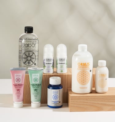 pastas dentales, desodorantes, suplementos, crema antiage, comprimidos detox,