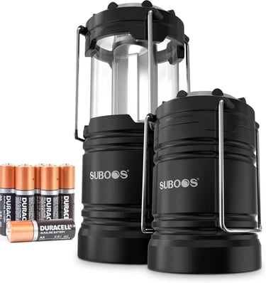 SUBOOS Linterna LED con Base Magnética (Paquete de 2) para camping, color negro