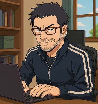 Manga-style image of JB at work