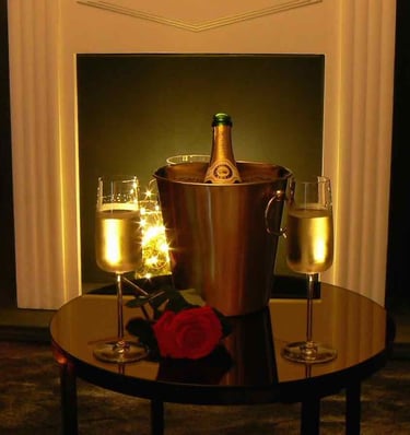 champagne devant la cheminée