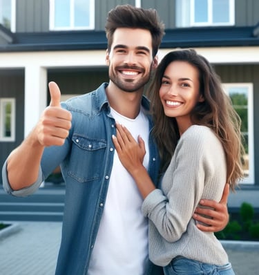 un couple est heureux d'économiser sur son assurance de prêt gràce à Jelem Courtage