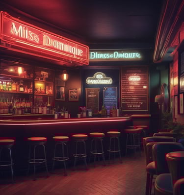 a neon - lit neon sign for miss and mrs dormine