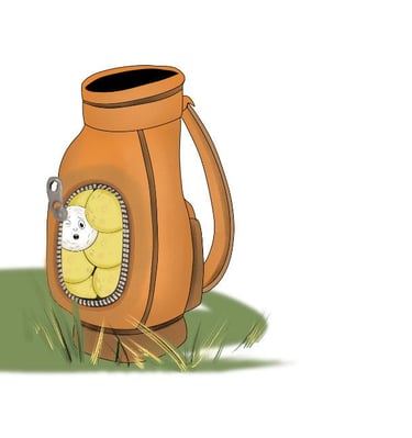 golf ball squished into a golf bag