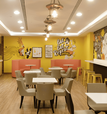 cafe interior image with yellow design