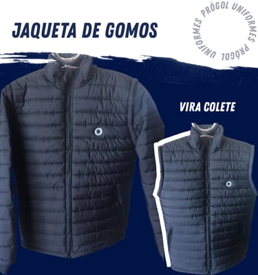 Jaqueta de gomos que vira colete