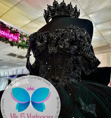 black Quinceanera Dress Made Exclusive for Alamo Bridal In San Antonio TX. Quince Dream Dress