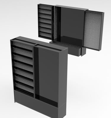 Bapsule :  space with minimalistic furniture setup. 