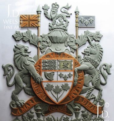 Royal Canadian Coat of Arms - 50" - clay sculpture - Jeremiah D Welsh