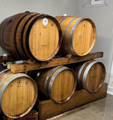 Holzfässer im Keller