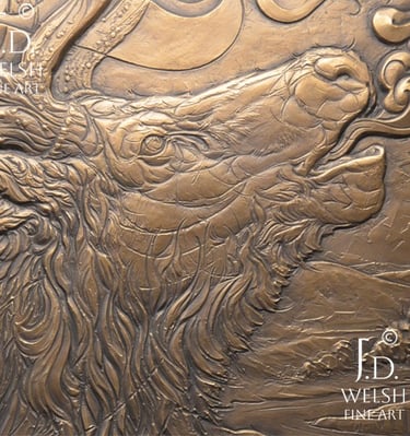 Bugler on the Ridge - Bugling Elk - Bronze relief sculpture - Jeremiah D Welsh