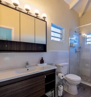 bathroom shoing sink and shower