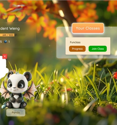 a panda bear sitting in the grass with a panda bear