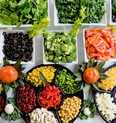 a variety of different types of vegetables and fruits