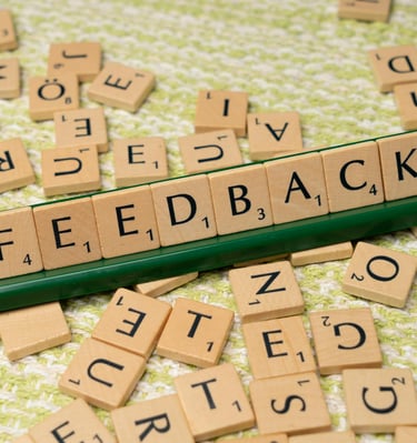 block letters forming word "feedback" symbolizing blog post for augusta precious metals customer reviews