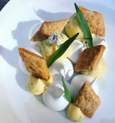 Dessert gastronomique tarte citron moderne Ajaccio Corse Chef Alexis Vergnory