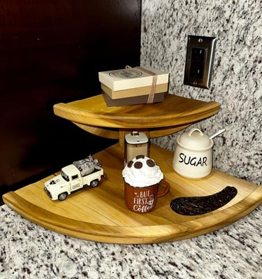 Modern Wood and Epoxy Coffee Station.  This product is manufactured to order.