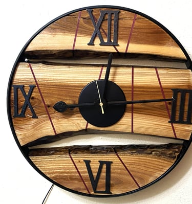 Metal and Hardwood Wall Art clock.