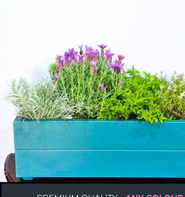 indoor herb planter box long slim tube made from colour painted wood