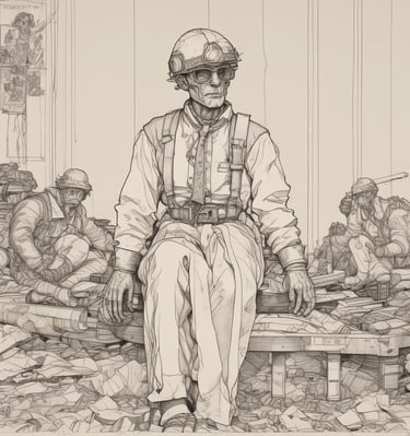 Portrait of a thoughtful artist gazing out a window, light casting shadows on their face.