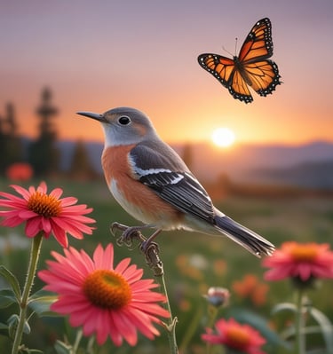 A textured, woven surface with a pastel-colored book titled 'Explore Your Inner World for Happiness & Growth' is accompanied by a glass cup filled with light-colored tea. A few white tulips with green leaves provide an elegant touch.
