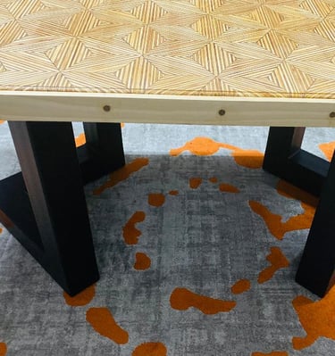 This product is manufactured to order. Metal, Wood And Epoxy  coffee table. Indoor & Outdoor.