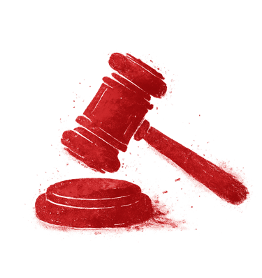 Ilustração estilizada de um martelo judicial