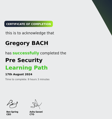 try hack me - pre security certification
